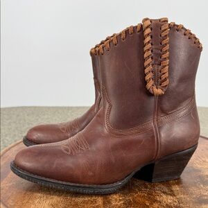Shyanne Boots Wm 6.5 B Brown Leather Western Ankle Boots Slip On Cowboy Cowgirl